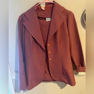 Pink Pinstripe Blazer Suits Women 2Pieces